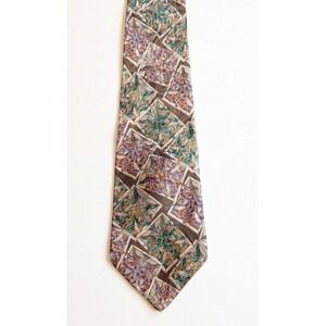 PRINCIPE 100% italian Silk Tie Men`s Brown Geometric Floral Made in USA 4" x 56"